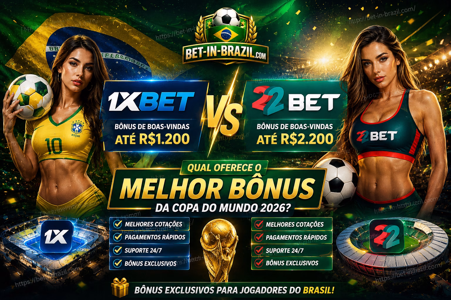 🔥 1xBet vs 22Bet Brasil – Qual Tem o Melhor Bônus para a Copa do Mundo 2026?